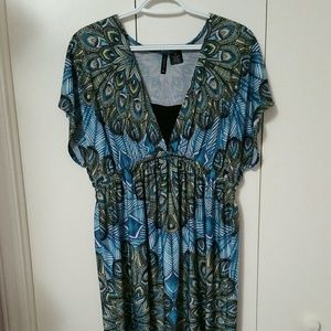 Beautiful Blue,Teal, and Yellow  Dress